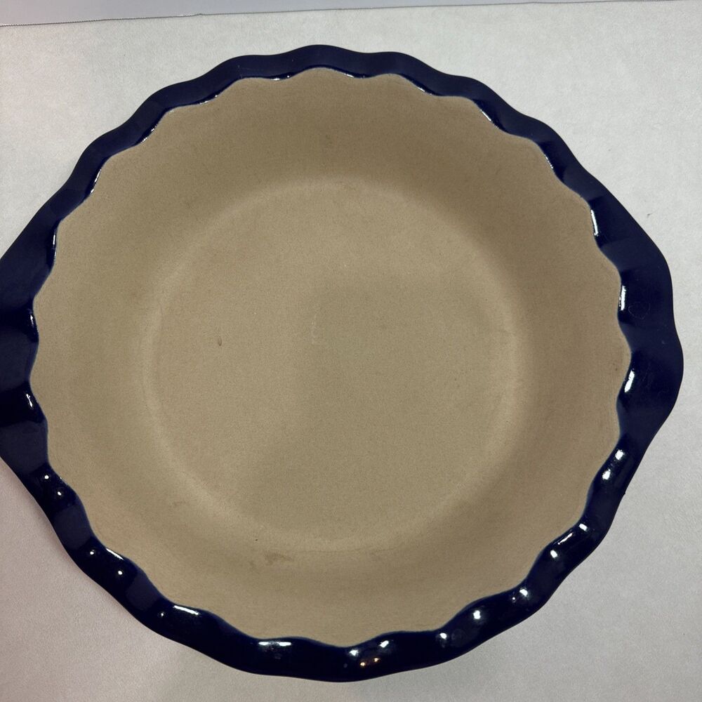 Cobalt Blue Pampered Chef New Traditions Stoneware Pie Plate Pan 9in - Picture 3 of 4